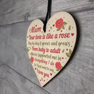 Red Ocean Mum Gifts Wooden Heart Mum Birthday Gifts Love Plaques Mothers Day Gift Keepsake Sign