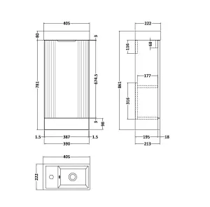 Retro Cloakroom Bundle - Fluted Floor Standing Vanity Unit, WC Unit, Cistern, Toilet Pan & Tap - White/Chrome - Balterley