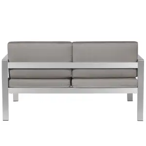 Garden Bench with Cushion SALERNO Metal Dark Grey