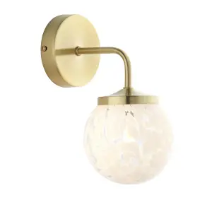 First Choice Lighting Set of 2 Magda Confetti Glass with Satin Gold Wall Lamps