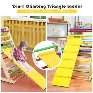 Costway Wooden Foldable Triangle Climber Step Training Ladder Pikler Toddler With Ramp