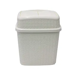 JVL Loop Toilet Brush and Rectangular Lidded Bin - White