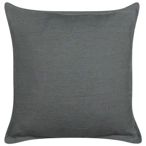 Set of 2 Cushions SUBULATA Linen 45 x 45 cm Solid Dark Grey