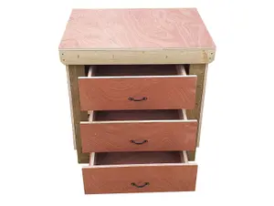 Wooden Eucalyptus hardwood top workbench, tool cabinet with drawers (V.2) (H-90cm, D-70cm, L-90cm)