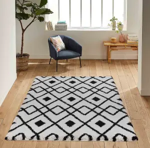 Moroccan Berber Shaggy Rugs Living Room Ikat Stone 160x230 cm