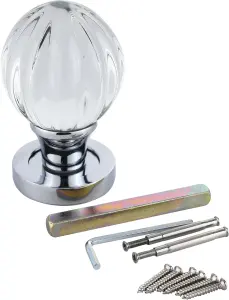 Sandleford Mortice Knob Set - Terni Glass and Polished Chrome