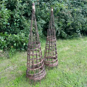 Set of 2 Rustic Willow Garden Obelisks (1.2m)