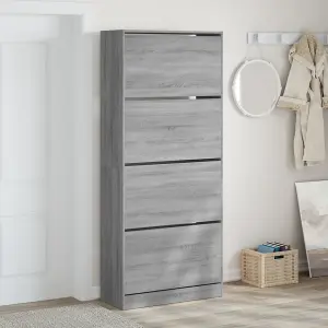 Berkfield Shoe Cabinet with 4 Flip-Drawers Grey Sonoma 80x34x187.5 cm