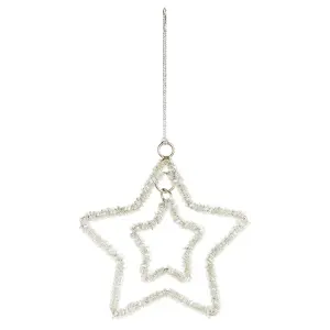 Silver effect Beaded Star Plastic Hanging decoration