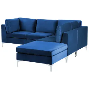 Sofa with Ottoman EVJA Navy Blue Velvet Left Hand