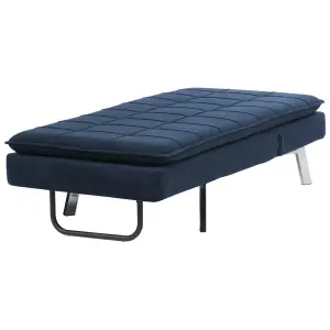 Fabric Chaise Lounge Navy Blue LOIRET