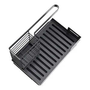 Black Stainless Steel Sink Organizer with Drain Tray