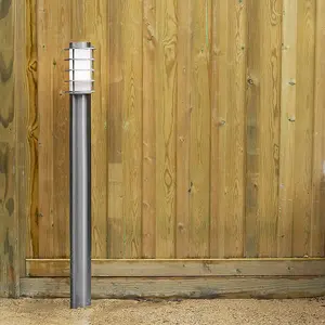 ValueLights Wharf 4 Pack Outdoor Stainless Steel Wired Bollard Lantern Light Posts