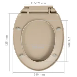 vidaXL Soft-Close Toilet Seat Quick Release Beige Oval