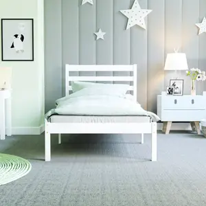 Junior Vida Libra White Single Wooden Childrens Bed Frame, 190 x 90cm