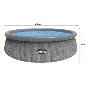 Dellonda 15ft 450cm Round Garden Kids Paddling Swimming Pool & Pump Grey Rattan