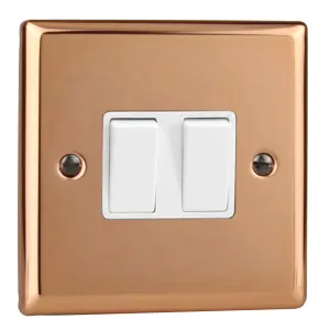 Varilight 2-Gang (10A Intermediate Switch + 10A 1- or 2-Way Rocker Switch) Polished Copper