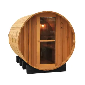 Fonteyn Barrel Sauna 8ft Outdoor Sauna with Rustic Hemlock Wood Suitable for up to 6 People