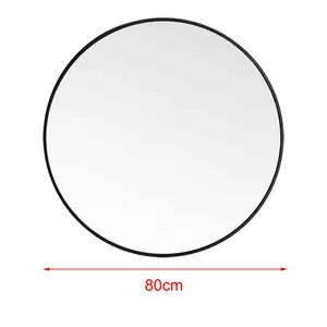 Baum Metal Flat Wall Mirror Black / 80 cm H x 80 cm W