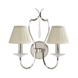 Elstead Pimlico 2 Light Indoor Candle Wall Light Polished Nickel, E14