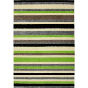 Alya Collection Washable Rugs & Runners Striped Design in Green   117G