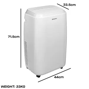 Daewoo 4-in-1 Four Seasons Large Dehumidifier & Fan Heater AND Summer 12000 BTU Air Conditioner with Remote Control White