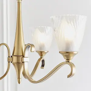 Luminosa Columbia 3 Light Multi Arm Ceiling Pendant Chandelier Antique Brass, Glass, E14