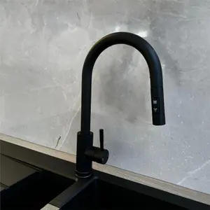 Liquida CT453MB Single Lever Pull Out Mono Mixer Black Kitchen Mixer Tap