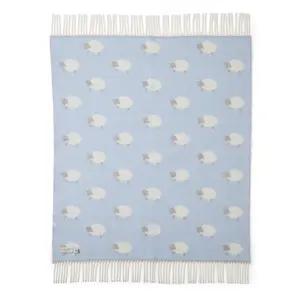 Tweedmill 100% Pure New Merino Wool Sheep Baby Blanket/Throw Blue 75cm x 100cm