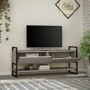 Decortie Metola Modern TV Unit Multimedia Centre Mocha Grey with Storage TV Cabinet 130cm