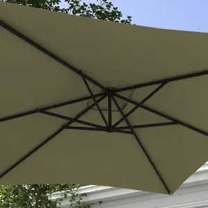 Outsunny 3 m Cantilever Parasol with Cross Base, Crank Handle, 6 Ribs, Beige