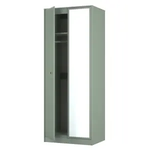 San Jose Ready assembled Contemporary Green Tall Double Wardrobe With 1 mirror door (H)1960mm (W)740mm (D)520mm