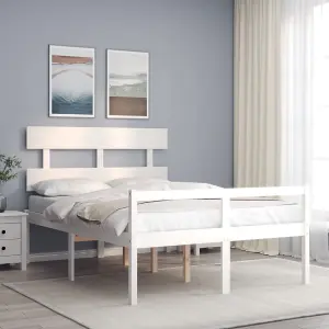 Berkfield Bed Frame with Headboard White 120x200 cm Solid Wood