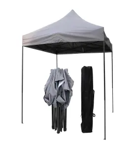 All Seasons Gazebos 2x2 Fully Waterproof Pop up Gazebo With Accessories Metallic Grey