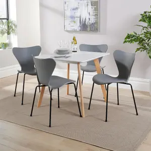 Home Source Trinity Table and 4 Grey Penny Chairs