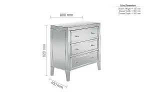 Birlea Valencia 3 Drawer Chest Mirrored