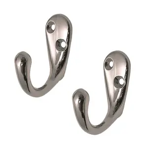 home smart 8 x Polished Chrome Single Coat Hooks, Door & Wall Robe Dress Garment Hangers