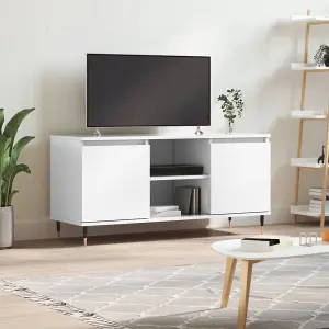 Berkfield TV Cabinet High Gloss White 104x35x50 cm Engineered Wood