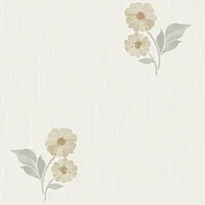 Grandeco Clematis Floral Sprig Textured  Blown Vinyl Wallpaper, Sage