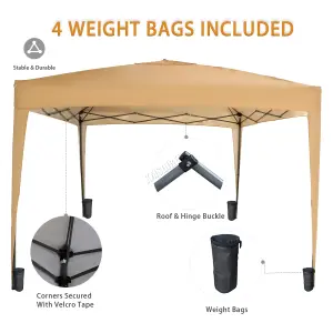 Birchtree Waterproof 3m x 3m Heavy Duty Pop Up Gazebo Marquee Garden Awning Party Tent Canopy 600D Polyester Steel Frame Beige