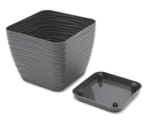 Plant Pot Flowerpot Square Plastic Modern Decorative Small Medium Large Anthracite 19cm