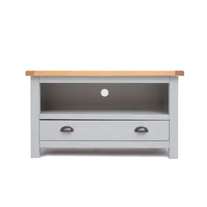 Argenta Light Grey 1 Drawer TV Cabinet Brass Cup Handle