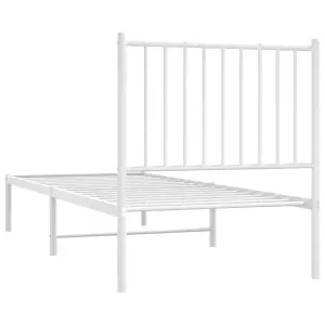 Berkfield Metal Bed Frame with Headboard White 75x190 cm 2FT6 Small Single