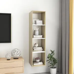 Berkfield Wall-mounted TV Cabinet Sonoma Oak and White 37x37x142.5 cm Engineered Wood