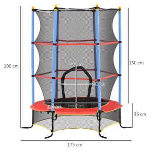 HOMCOM Trampoline for Kids w/Enclosure Net Built-in Zipper 3-10 Year