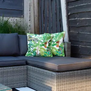 Gardenwize Pair of Outdoor Garden Sofa Chair Furniture Scatter Cushions- Leopard Jungle