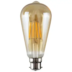 ValueLights Pack of 5 Vintage Style LED Technology 4w BC B22 Amber Tinted Squirrel Cage Light Bulbs Warm White