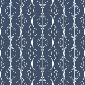 Bobbi Beck eco friendly Blue modern wavy line Wallpaper