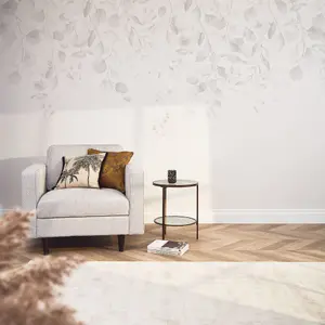 Eucalyptus Cascade Mural Wallpaper In Soft Greys (300cm x 240cm)