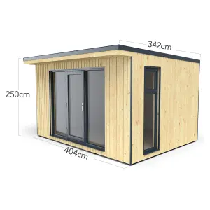 Forest Garden Xtend 11x13 ft with Single door & 1 window Pent Garden office (H)2500mm x (W)4040mm